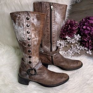 Kenneth Cole NY Leather Distressed Riding Boots